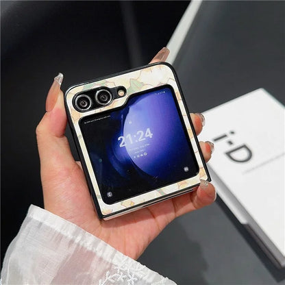 For Samsung Galaxy Z Flip6 5G Case Leather + PC Protective Phone Cover Lacquered Pattern