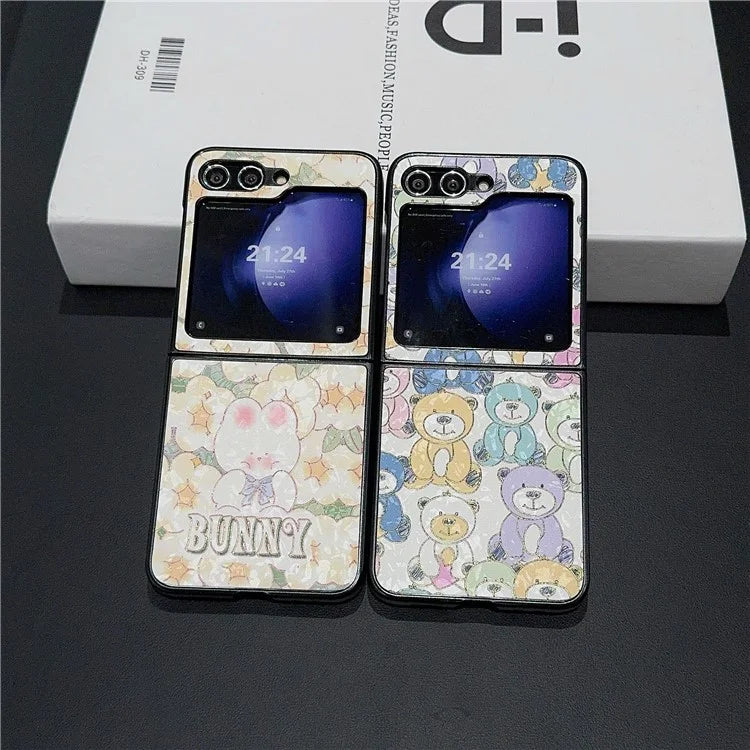 For Samsung Galaxy Z Flip6 5G Case Leather + PC Protective Phone Cover Lacquered Pattern