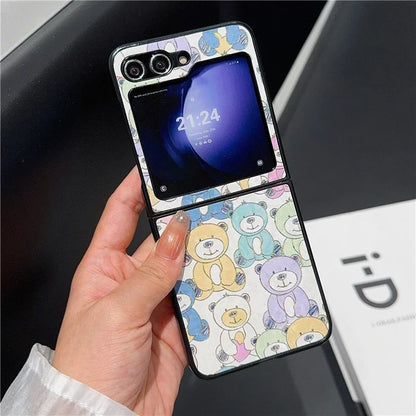 For Samsung Galaxy Z Flip6 5G Case Leather + PC Protective Phone Cover Lacquered Pattern