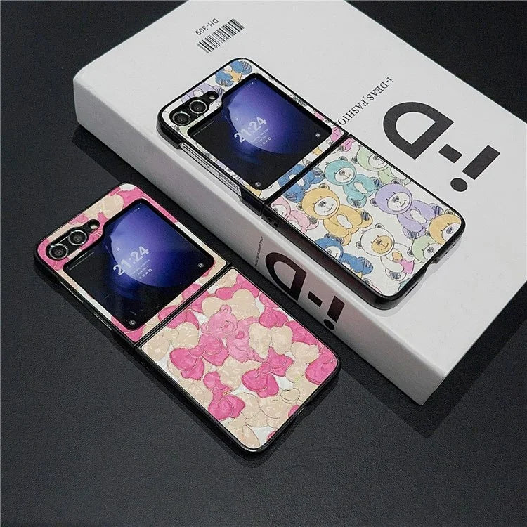 For Samsung Galaxy Z Flip6 5G Case Leather + PC Protective Phone Cover Lacquered Pattern
