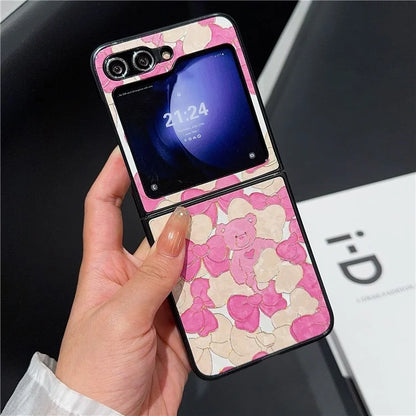 For Samsung Galaxy Z Flip6 5G Case Leather + PC Protective Phone Cover Lacquered Pattern