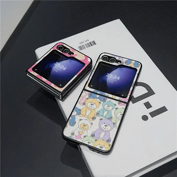 For Samsung Galaxy Z Flip6 5G Case Leather + PC Protective Phone Cover Lacquered Pattern