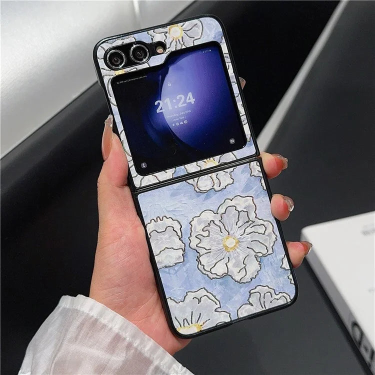 For Samsung Galaxy Z Flip6 5G Case Leather + PC Protective Phone Cover Lacquered Pattern