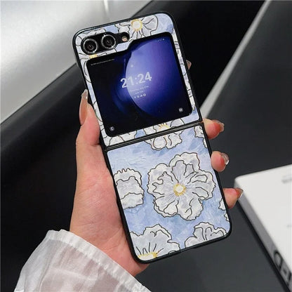 For Samsung Galaxy Z Flip6 5G Case Leather + PC Protective Phone Cover Lacquered Pattern