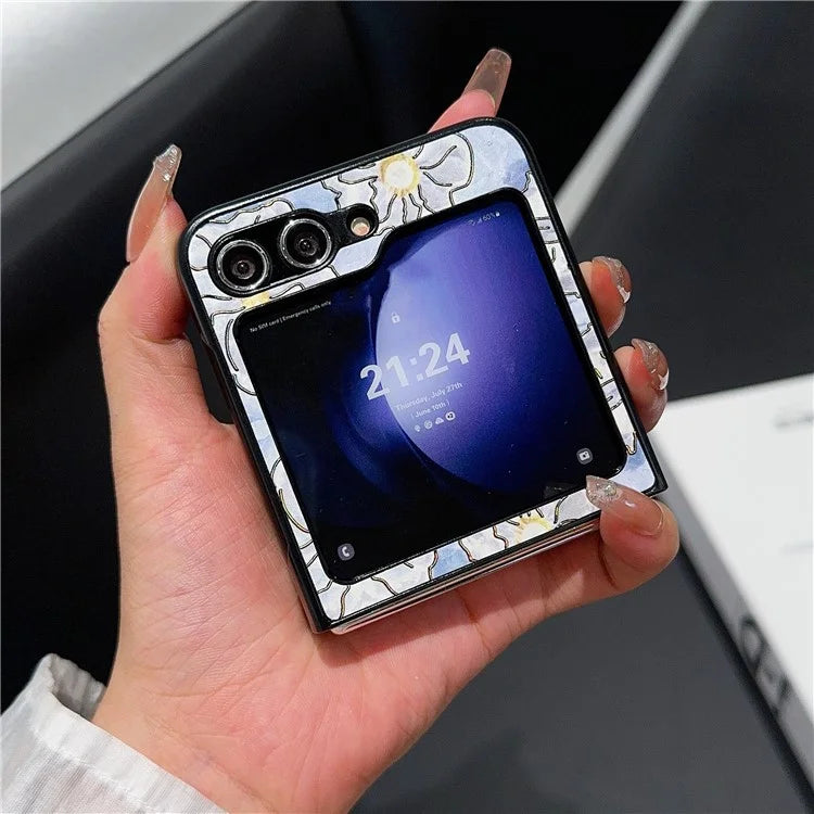 For Samsung Galaxy Z Flip6 5G Case Leather + PC Protective Phone Cover Lacquered Pattern