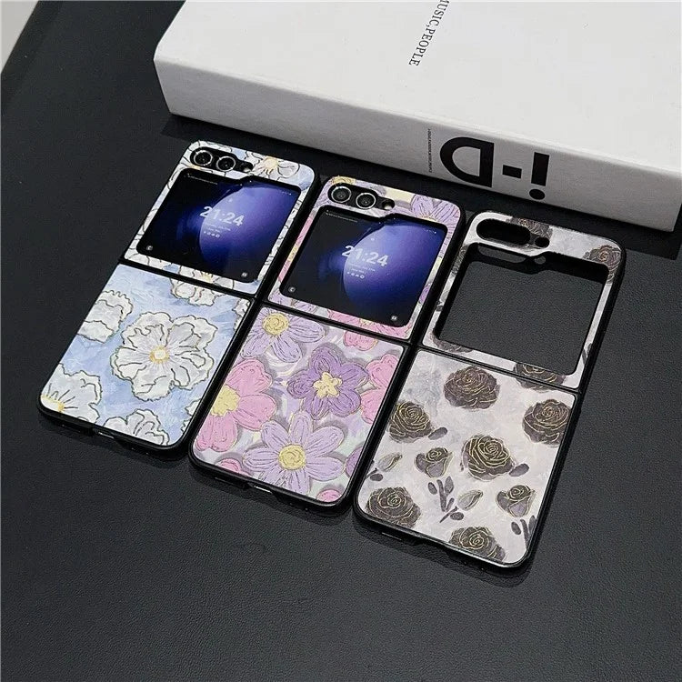 For Samsung Galaxy Z Flip6 5G Case Leather + PC Protective Phone Cover Lacquered Pattern