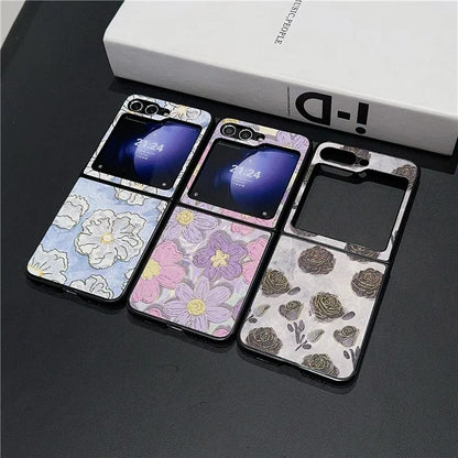 For Samsung Galaxy Z Flip6 5G Case Leather + PC Protective Phone Cover Lacquered Pattern