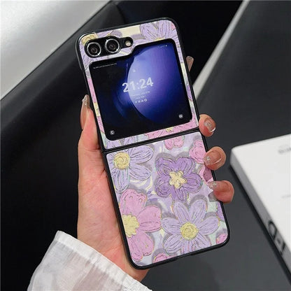 For Samsung Galaxy Z Flip6 5G Case Leather + PC Protective Phone Cover Lacquered Pattern