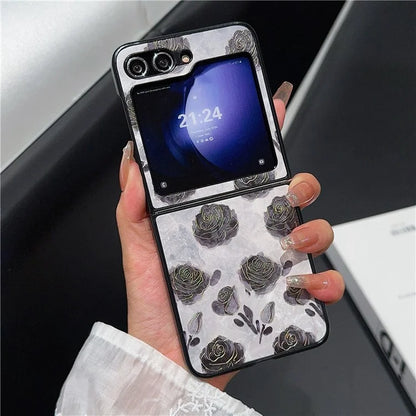 For Samsung Galaxy Z Flip6 5G Case Leather + PC Protective Phone Cover Lacquered Pattern