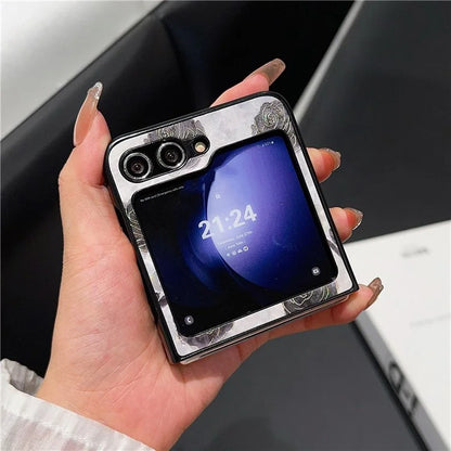 For Samsung Galaxy Z Flip6 5G Case Leather + PC Protective Phone Cover Lacquered Pattern