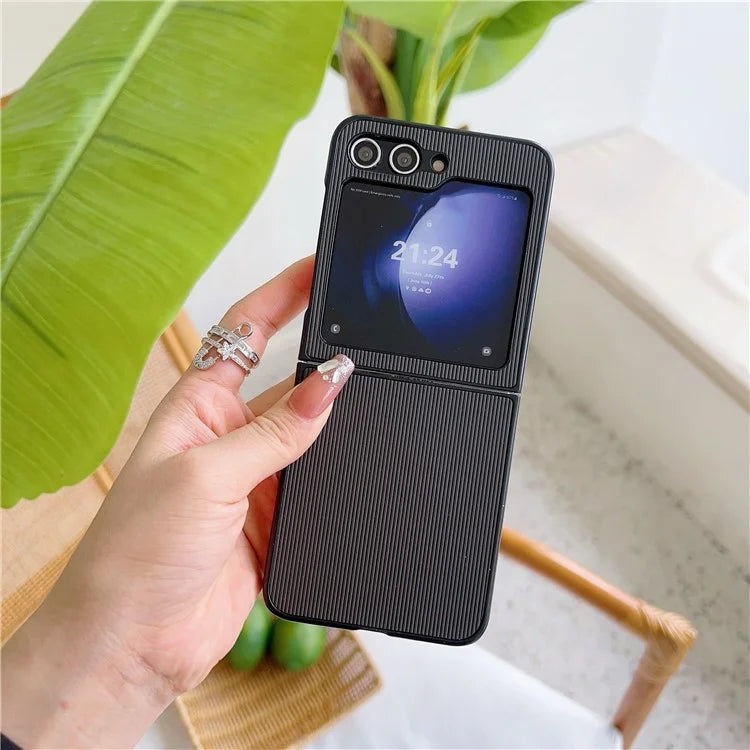 For Samsung Galaxy Z Flip6 5G Case Leather + PC Phone Cover Two-Piece Design Toothpick Pattern