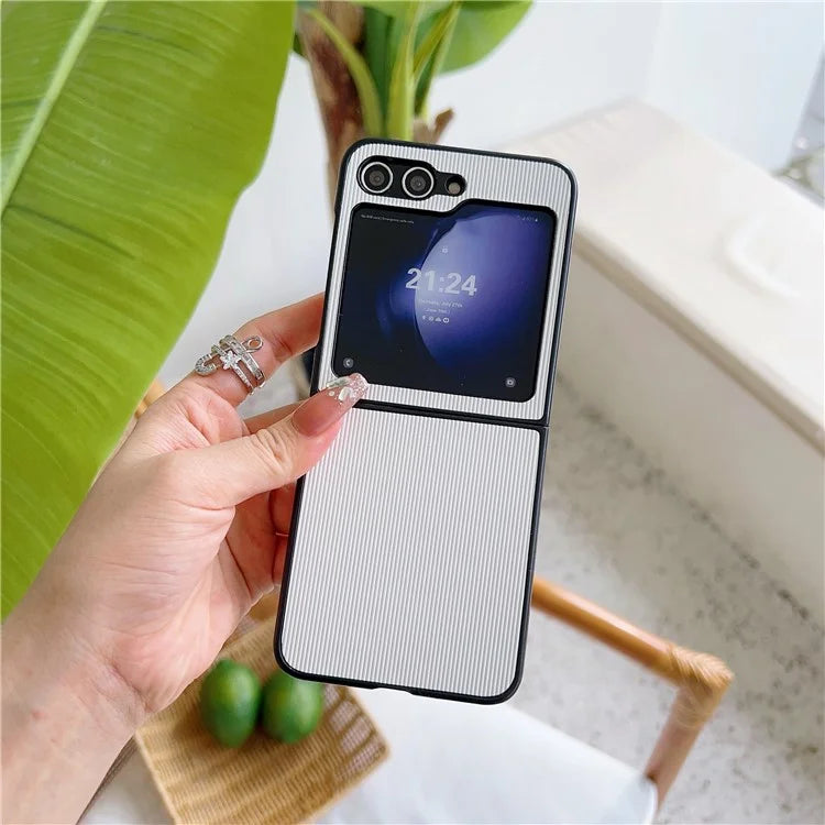 For Samsung Galaxy Z Flip6 5G Case Leather + PC Phone Cover Two-Piece Design Toothpick Pattern