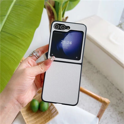 For Samsung Galaxy Z Flip6 5G Case Leather + PC Phone Cover Two-Piece Design Toothpick Pattern
