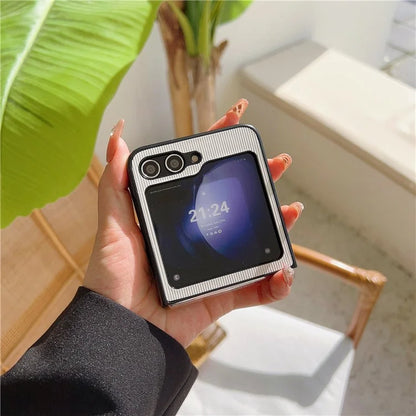 For Samsung Galaxy Z Flip6 5G Case Leather + PC Phone Cover Two-Piece Design Toothpick Pattern