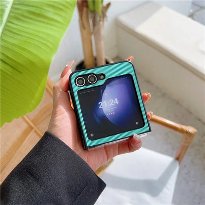 For Samsung Galaxy Z Flip6 5G Case Leather + PC Phone Cover Two-Piece Design Toothpick Pattern