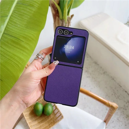 For Samsung Galaxy Z Flip6 5G Case Leather + PC Phone Cover Two-Piece Design Toothpick Pattern
