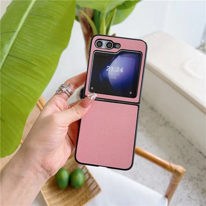 For Samsung Galaxy Z Flip6 5G Case Leather + PC Phone Cover Two-Piece Design Toothpick Pattern