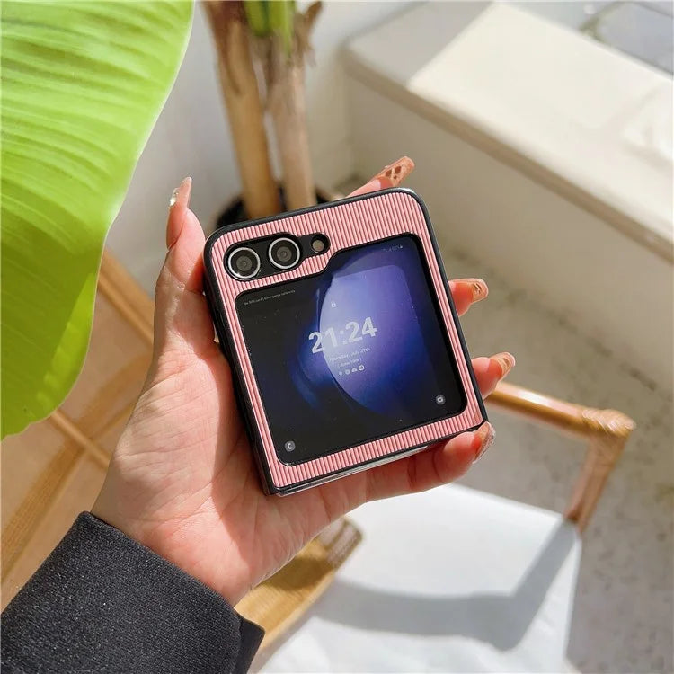 For Samsung Galaxy Z Flip6 5G Case Leather + PC Phone Cover Two-Piece Design Toothpick Pattern
