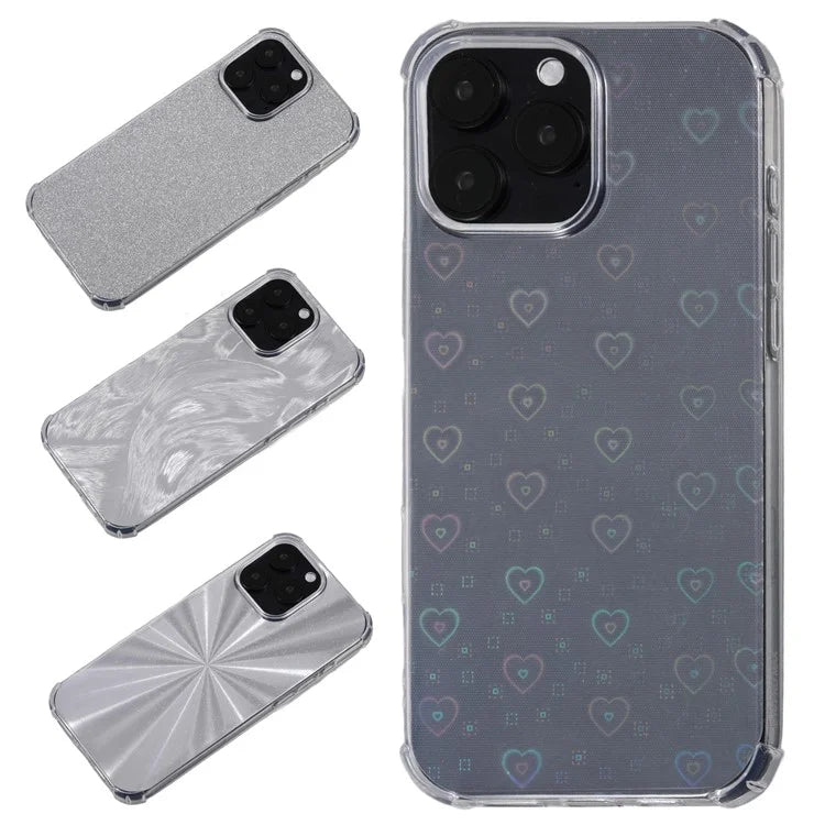 For iPhone 14 Pro Clear Phone Case Shockproof TPU Back Cover with 4 Removable Papers
