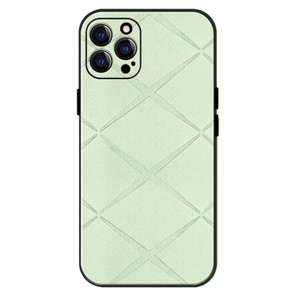 For iPhone 15 Pro Max Case Geometric Pattern Leather Coated PC+TPU Phone Cover