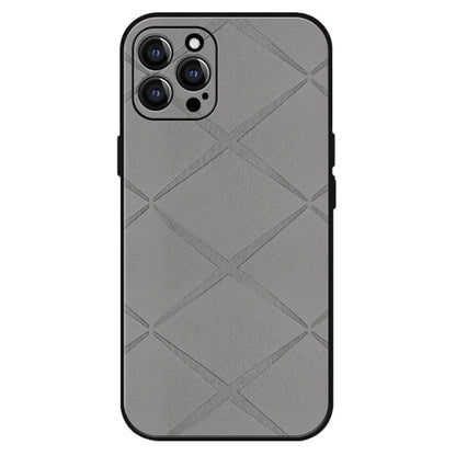 For iPhone 15 Pro Max Case Geometric Pattern Leather Coated PC+TPU Phone Cover