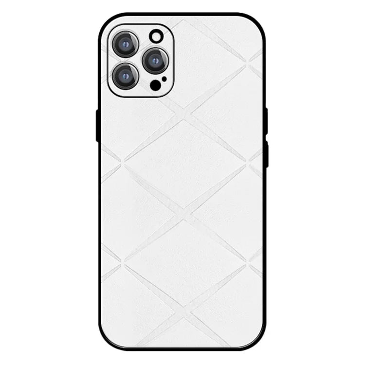 For iPhone 14 Pro Case Geometric Pattern Leather+PC+TPU Phone Back Cover