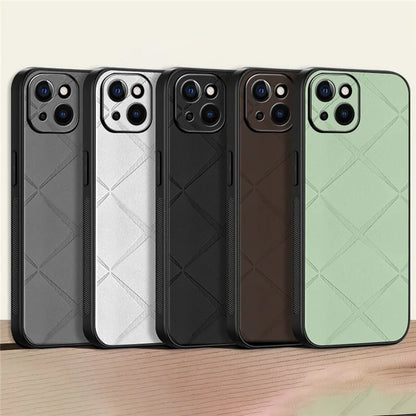 For iPhone 15 Case Smooth Touch PU Leather Coated PC+TPU Phone Cover