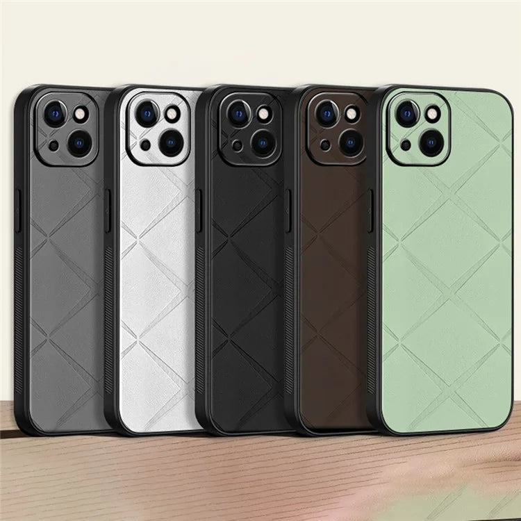For iPhone 15 Case Smooth Touch PU Leather Coated PC+TPU Phone Cover