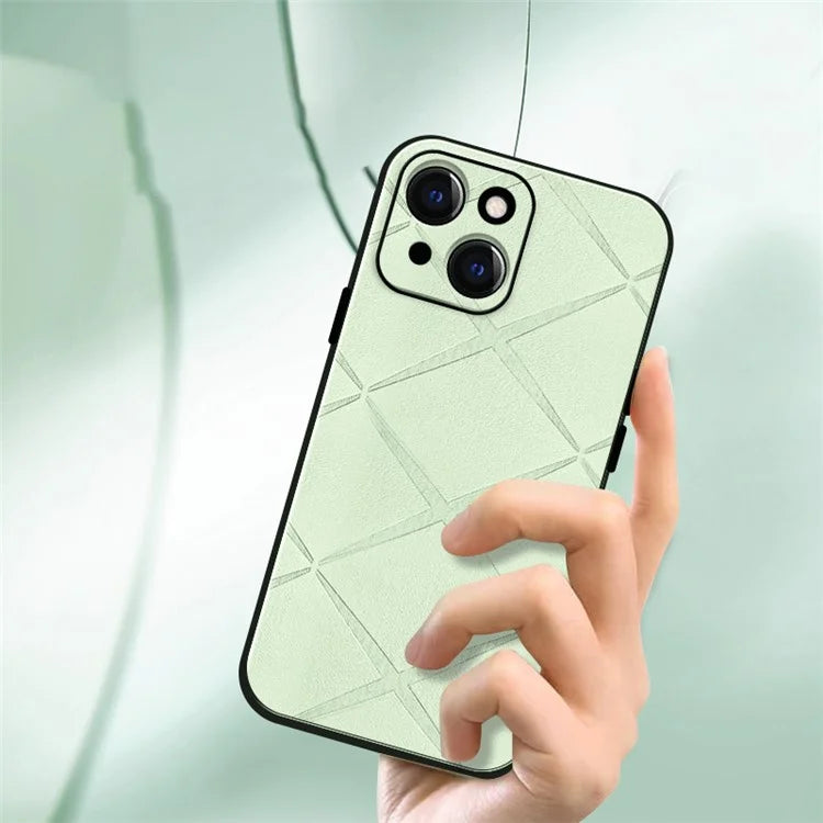 For iPhone 15 Case Smooth Touch PU Leather Coated PC+TPU Phone Cover