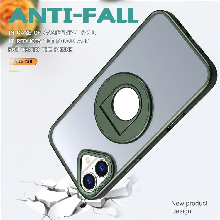 For iPhone 16 Case Compatible with MagSafe Rotating Kickstand TPU+PC Clear Back Phone Cover