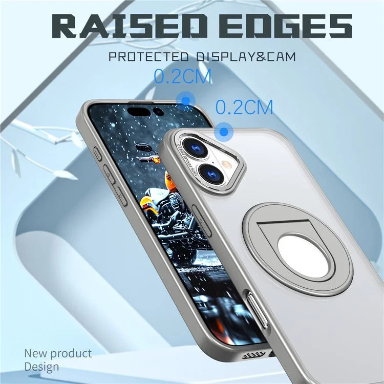 For iPhone 16 Case Compatible with MagSafe Rotating Kickstand TPU+PC Clear Back Phone Cover