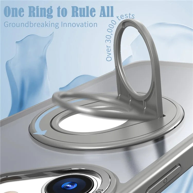 For iPhone 16 Case Compatible with MagSafe Rotating Kickstand TPU+PC Clear Back Phone Cover