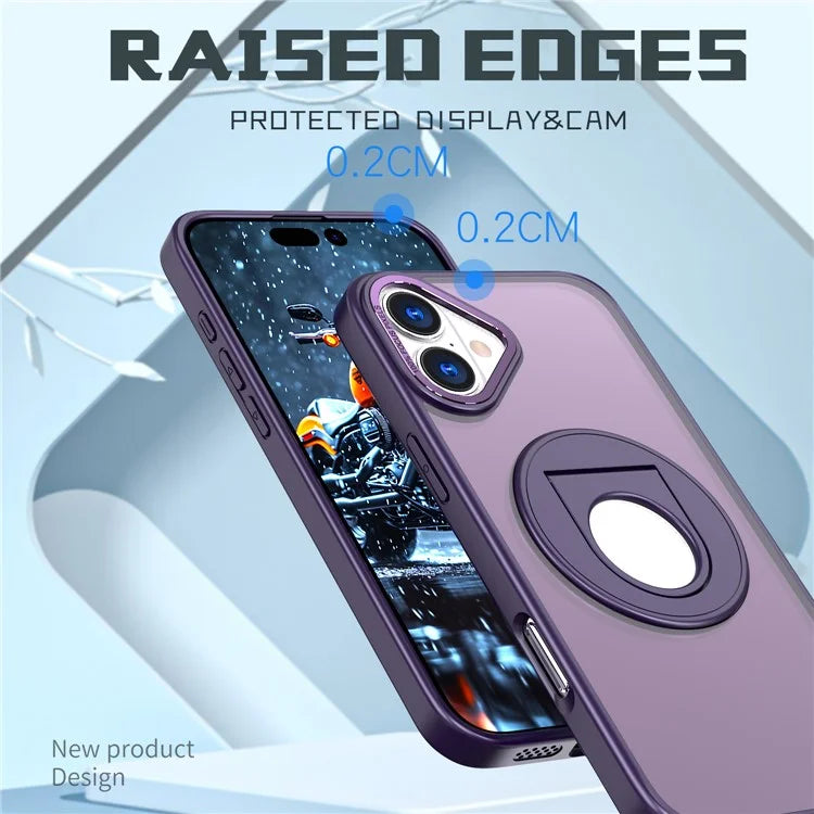 For iPhone 16 Case Compatible with MagSafe Rotating Kickstand TPU+PC Clear Back Phone Cover