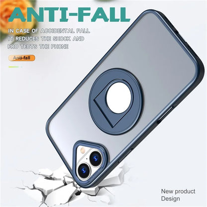 For iPhone 16 Plus Clear Back Case Rotating Kickstand TPU+PC Phone Cover Compatible with MagSafe