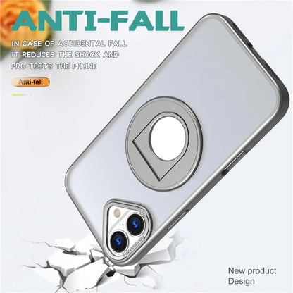 For iPhone 16 Plus Clear Back Case Rotating Kickstand TPU+PC Phone Cover Compatible with MagSafe