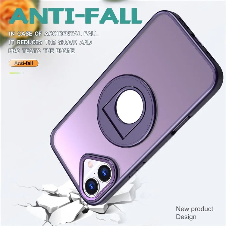 For iPhone 16 Plus Clear Back Case Rotating Kickstand TPU+PC Phone Cover Compatible with MagSafe