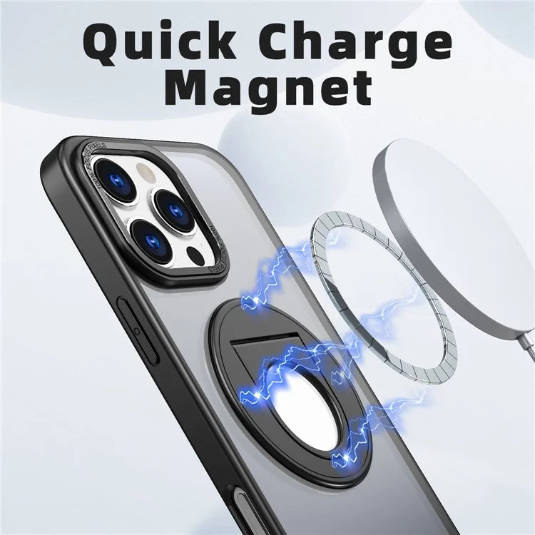 For iPhone 16 Pro Max Kickstand Case TPU+PC Clear Back Phone Cover Compatible with MagSafe