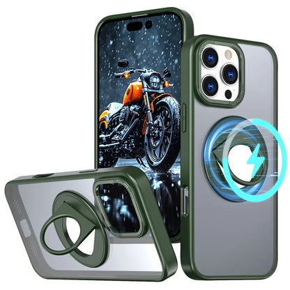 For iPhone 16 Pro Clear Back Case Compatible with MagSafe TPU+PC Kickstand Phone Cover