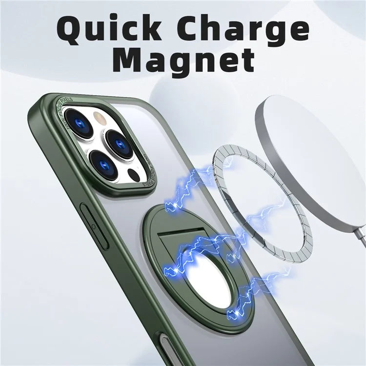 For iPhone 16 Pro Clear Back Case Compatible with MagSafe TPU+PC Kickstand Phone Cover