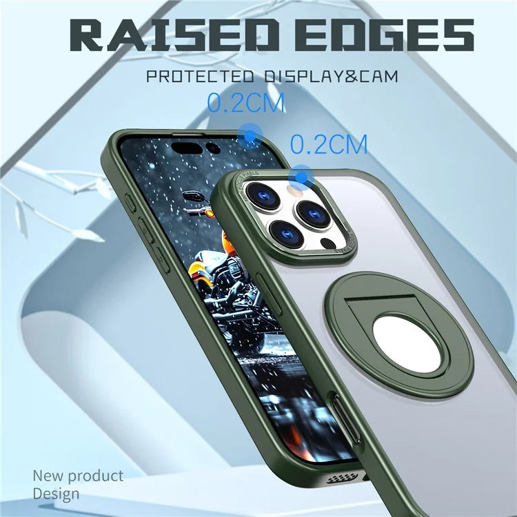 For iPhone 16 Pro Clear Back Case Compatible with MagSafe TPU+PC Kickstand Phone Cover