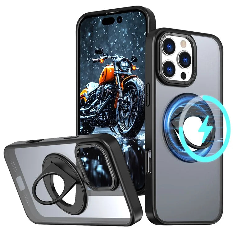 For iPhone 16 Pro Clear Back Case Compatible with MagSafe TPU+PC Kickstand Phone Cover