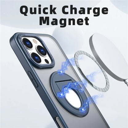 For iPhone 16 Pro Clear Back Case Compatible with MagSafe TPU+PC Kickstand Phone Cover