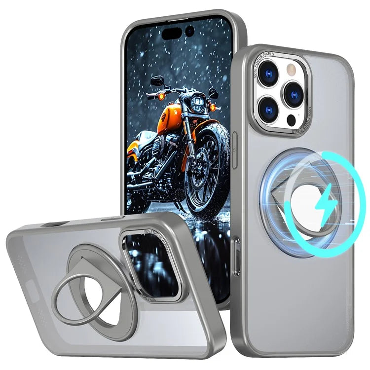 For iPhone 16 Pro Clear Back Case Compatible with MagSafe TPU+PC Kickstand Phone Cover