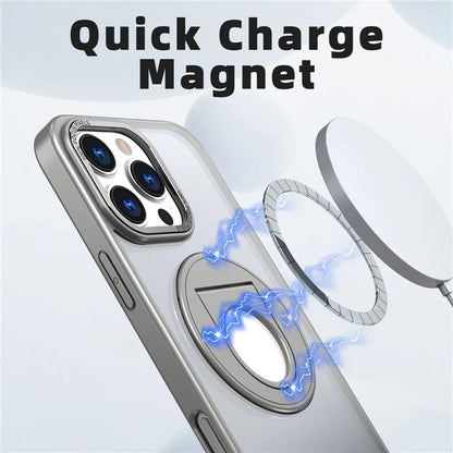 For iPhone 16 Pro Clear Back Case Compatible with MagSafe TPU+PC Kickstand Phone Cover