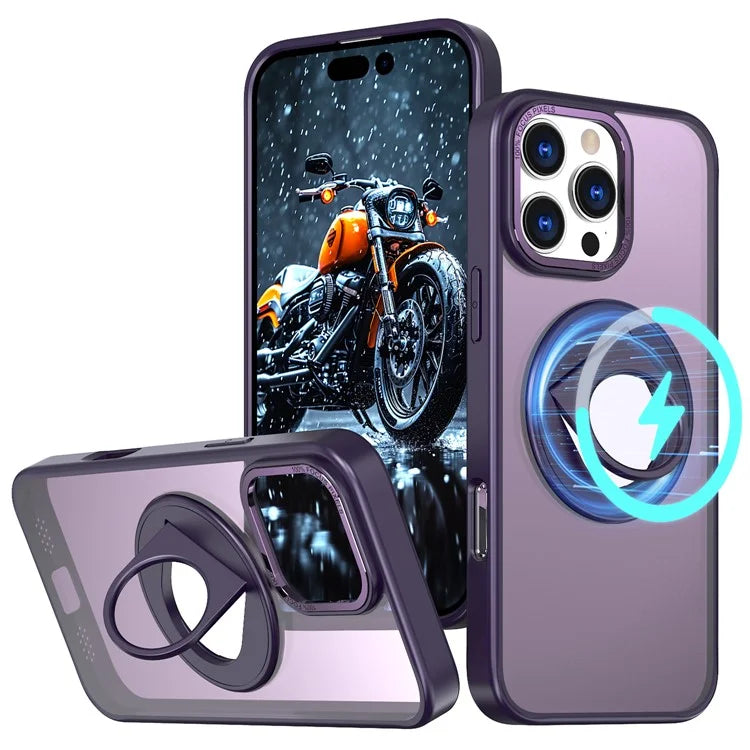 For iPhone 16 Pro Clear Back Case Compatible with MagSafe TPU+PC Kickstand Phone Cover