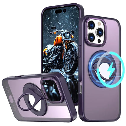 For iPhone 16 Pro Clear Back Case Compatible with MagSafe TPU+PC Kickstand Phone Cover