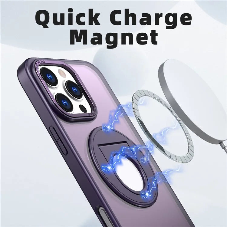 For iPhone 16 Pro Clear Back Case Compatible with MagSafe TPU+PC Kickstand Phone Cover