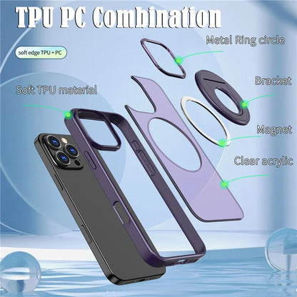 For iPhone 16 Pro Clear Back Case Compatible with MagSafe TPU+PC Kickstand Phone Cover