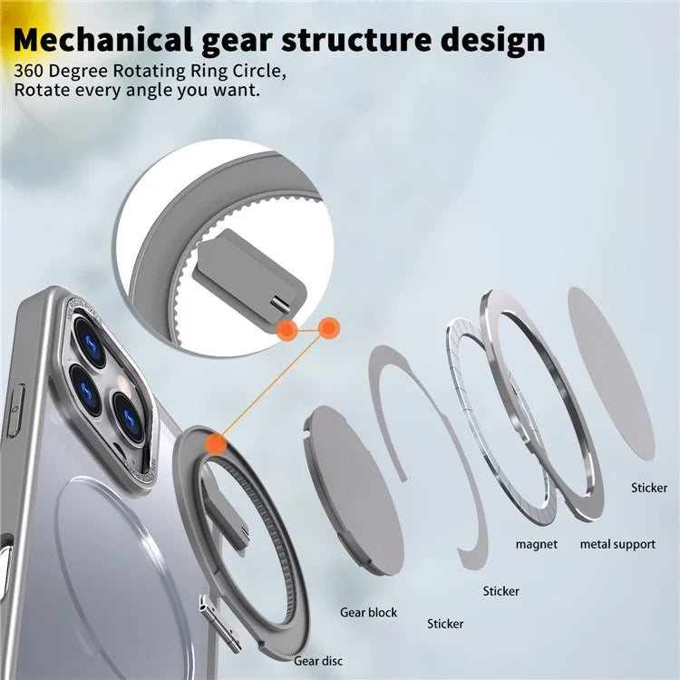 For iPhone 16 Pro Case Compatible with MagSafe TPU+PC Kickstand Phone Cover