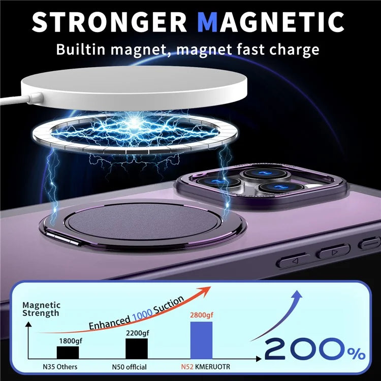For iPhone 16 Pro Case Compatible with MagSafe TPU+PC Kickstand Phone Cover